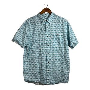 Oliver & Burke Mens Medium Tropical Print Short Sleeve Button Up Shirt